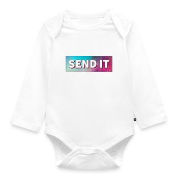 SEND IT Boxlogo - Baby Bio-Langarm-Body - Weiß - Vorne
