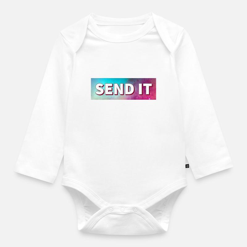 SEND IT Boxlogo - Baby Bio-Langarm-Body - Weiß