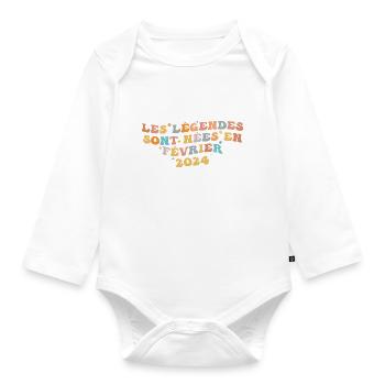 Vintage Février 2024, Rétro Cadeau - Body Bébé bio manches longues - blanc - Devant