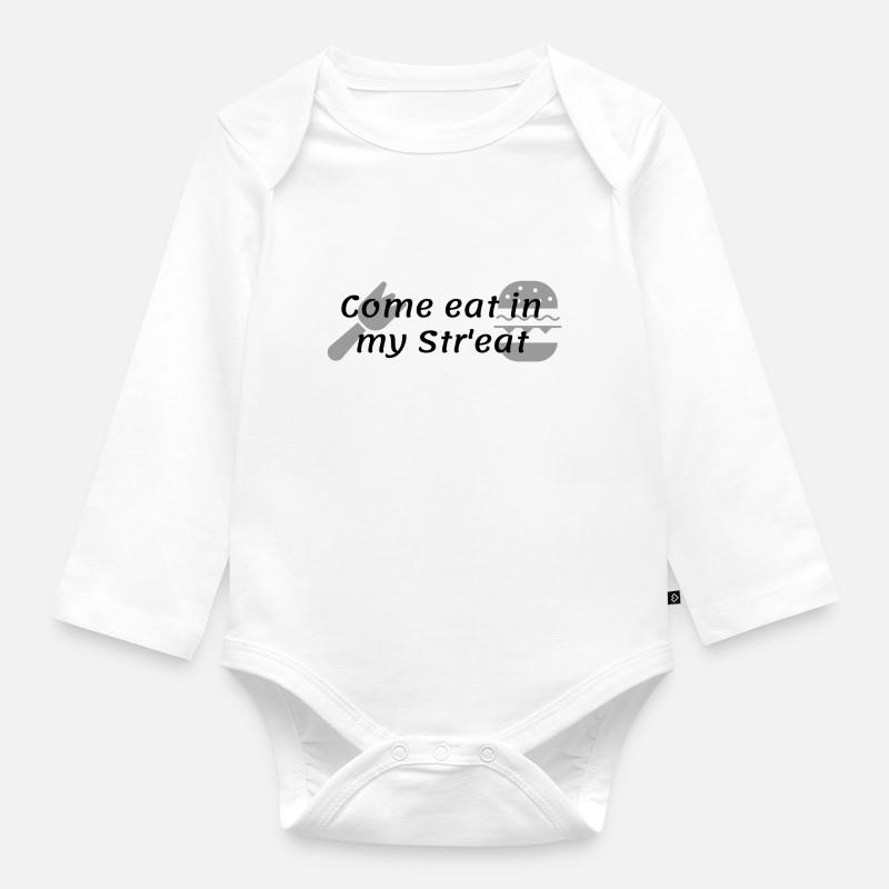 Vien manger dans ma rue - Body Bébé bio manches longues - blanc