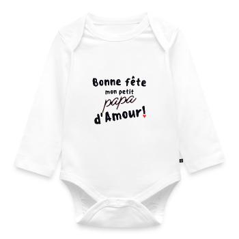 T shirt enfant body bébé fête des papas papa - Body Bébé bio manches longues - blanc - Devant