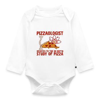 Pizzaologist, To The In-Depth Study Of Pizza 2 - Organic Longsleeve Baby Bodysuit - white - Front