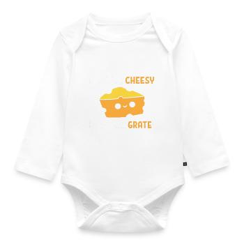 Funny Cheese Word Game Cheesemaker - Organic Longsleeve Baby Bodysuit - white - Front