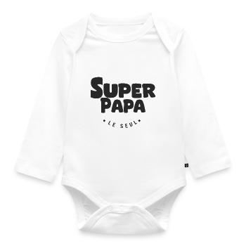 Super Papa Geschenk Papa Vatertag - Baby Bio-Langarm-Body - Weiß - Vorne