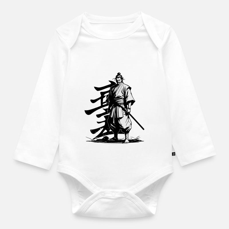SAMURAI WARRIOR - Organic Longsleeve Baby Bodysuit - white