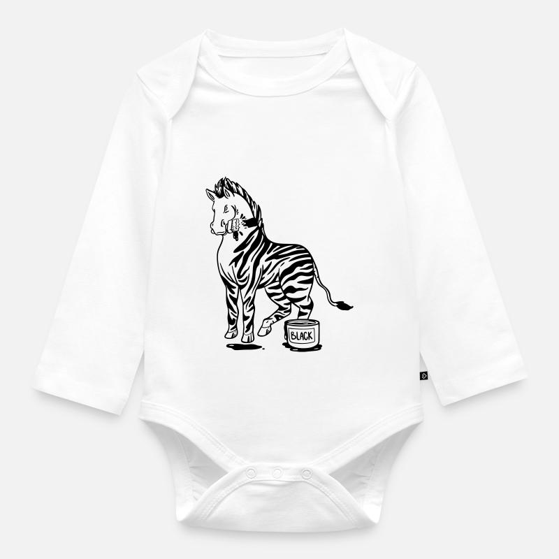 Zebra Schwarze oder Weiße Streifen Lustige Bilder - Baby Bio-Langarm-Body - Weiß