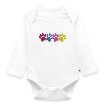 Dog paws - Organic Longsleeve Baby Bodysuit - white - Front