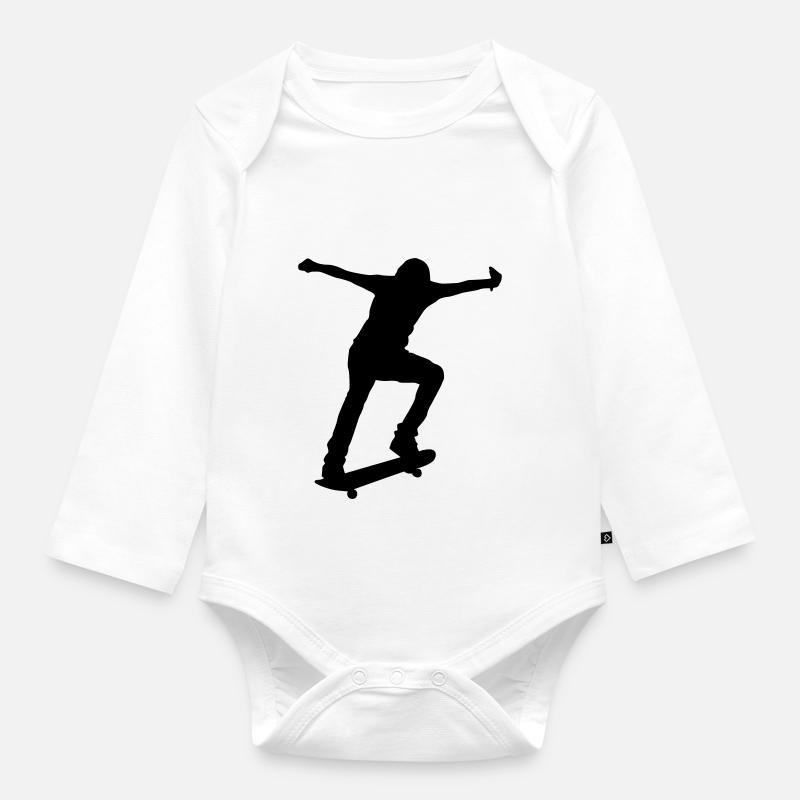Skateboard - Body Bébé bio manches longues - blanc