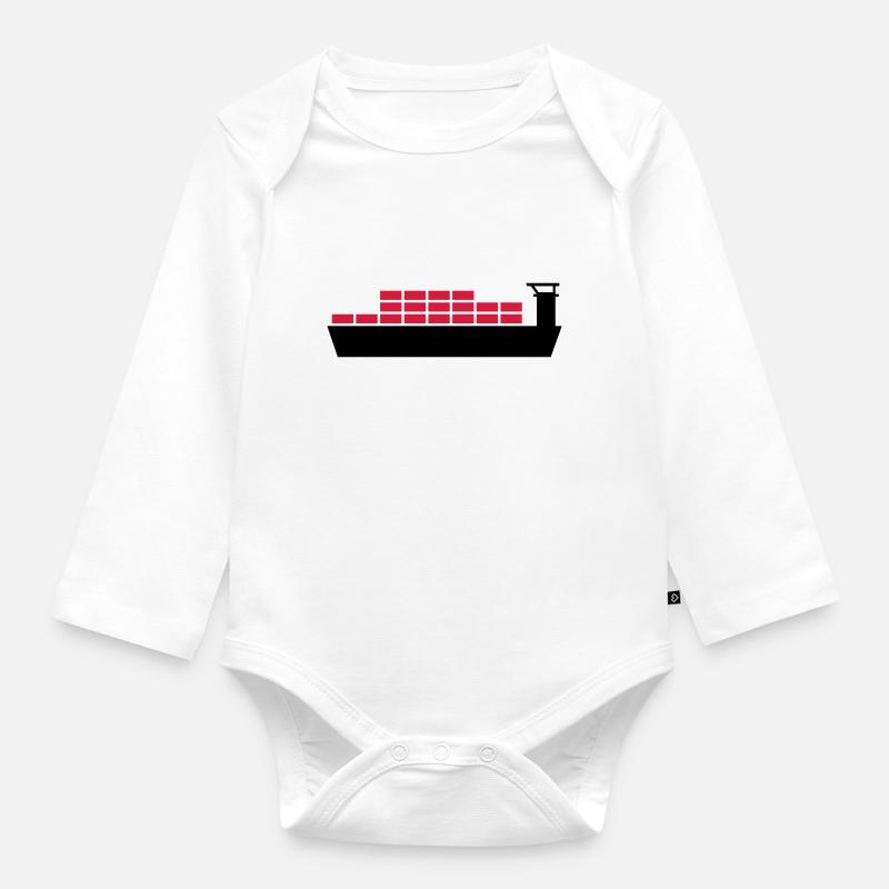 Frachter - Baby Bio-Langarm-Body - Weiß