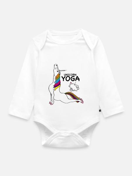 EINHORN YOGA - COBRA POSITION - Baby Bio-Langarm-Body - Weiß