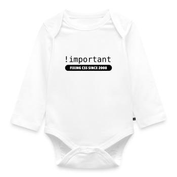 Important! - fixation depuis 2008 css - Body Bébé bio manches longues - blanc - Devant