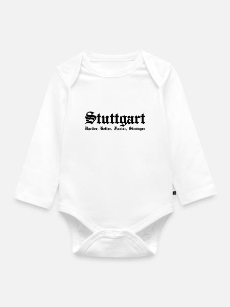 Stuttgart Harder Better Faster Stronger - Organic Longsleeve Baby Bodysuit - white