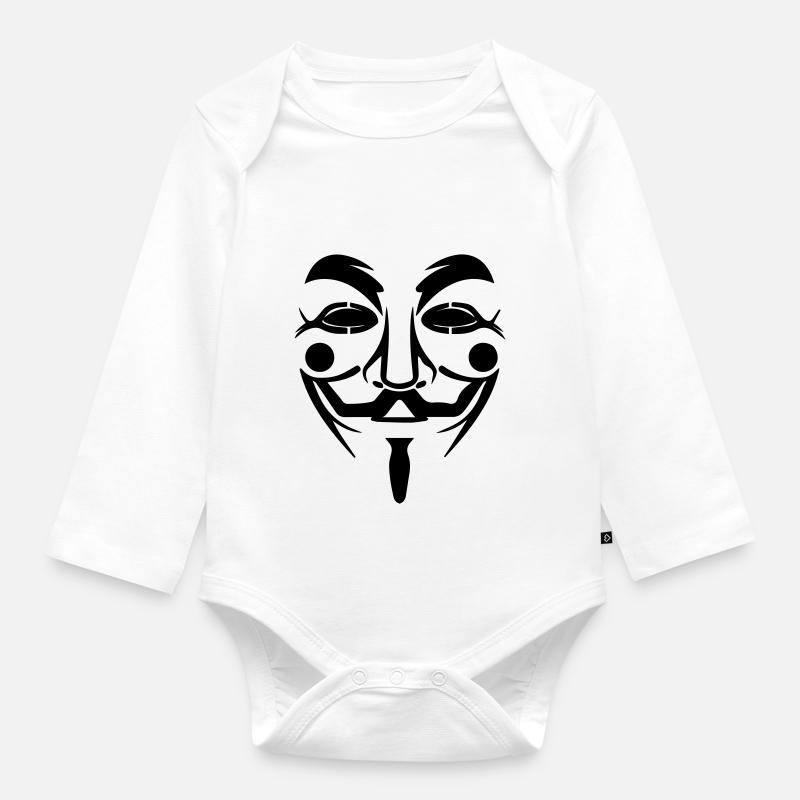 masque de Guy Fawkes - Body Bébé bio manches longues - blanc