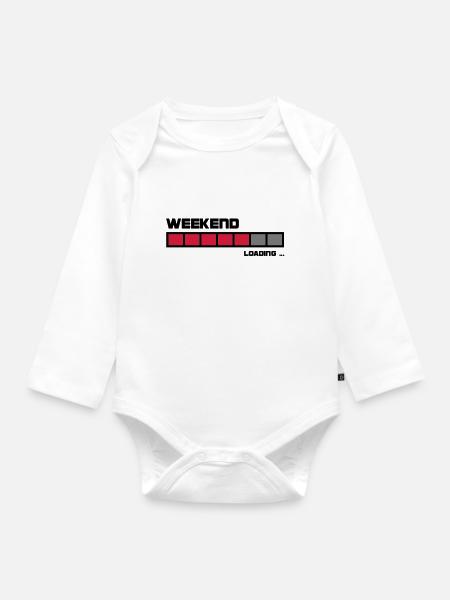 Weekend Loading | Fun T-Shirts bedrucken - Baby Bio-Langarm-Body - Weiß