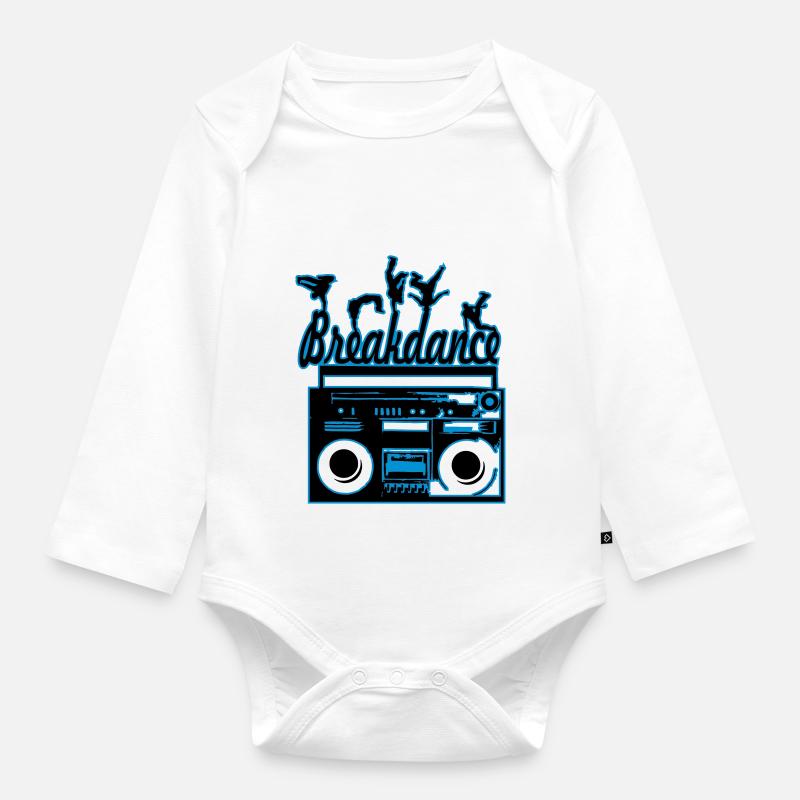 breakdance - Body Bébé bio manches longues - blanc