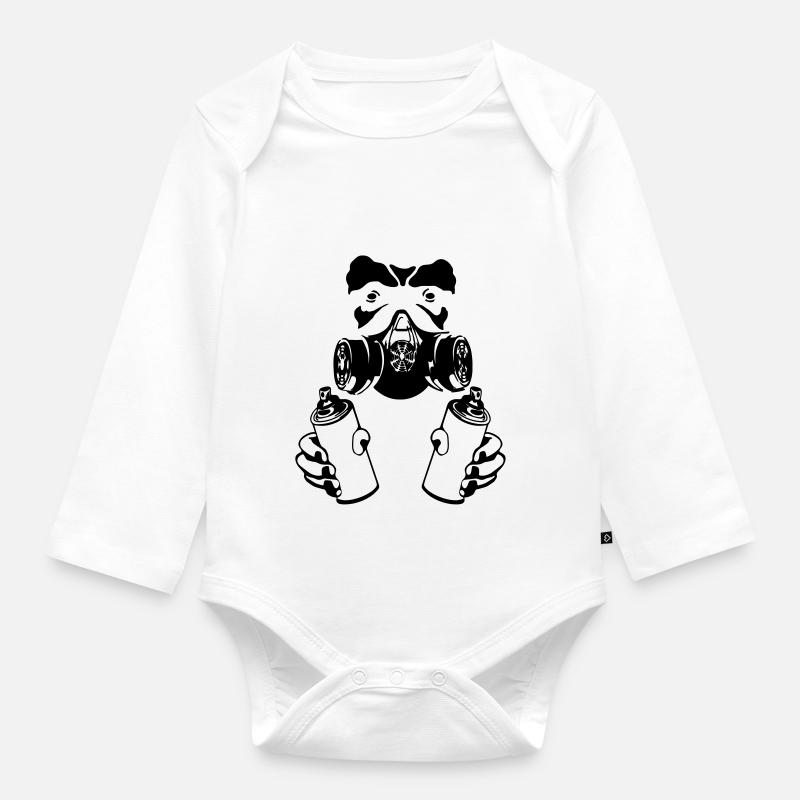 graffiti monkey - Organic Longsleeve Baby Bodysuit - white
