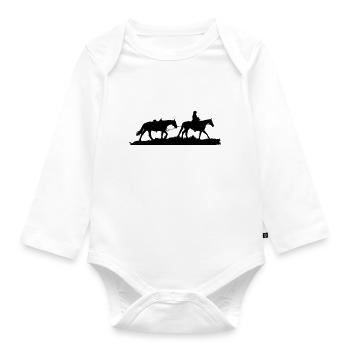 Motiv Westernreiter - Baby Bio-Langarm-Body - Weiß - Vorne