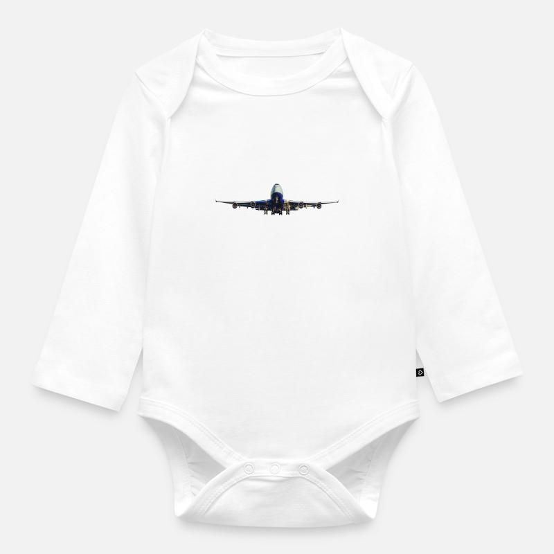avion - Body Bébé bio manches longues - blanc