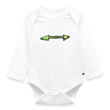 Grüner Doppelpfeil links und rechts - Baby Bio-Langarm-Body - Weiß - Vorne