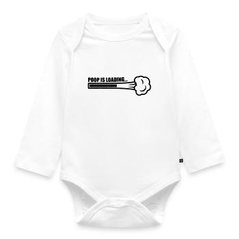 Poop Is Loading - Organic Longsleeve Baby Bodysuit - white - Front