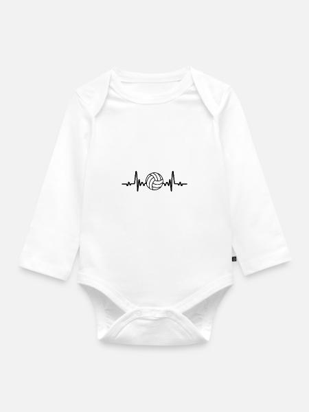 Herzschlag Volleyball, Sport, Zeichnung, Geschenk - Baby Bio-Langarm-Body - Weiß