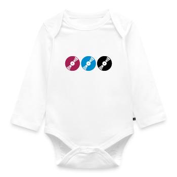 vinyl colorful series discjockey club music love music - Organic Longsleeve Baby Bodysuit - white - Front