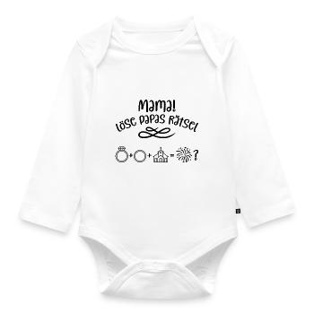Mama löse Papas Rätsel! Heiratsantrag mit Kind! - Baby Bio-Langarm-Body - Weiß - Vorne