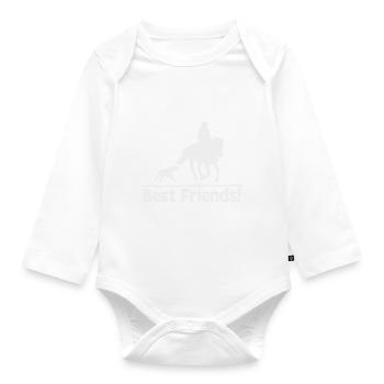 Équitation avec chien T-shirt chiens et chevaux aiment - Body Bébé bio manches longues - blanc - Devant