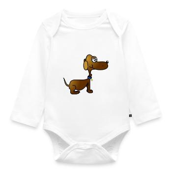 dachshund - Organic Longsleeve Baby Bodysuit - white - Front