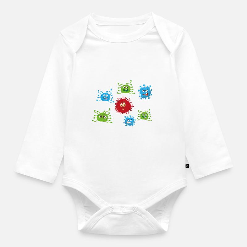 Virus Corona Virus Coronavirus Covid-19 - Body Bébé bio manches longues - blanc