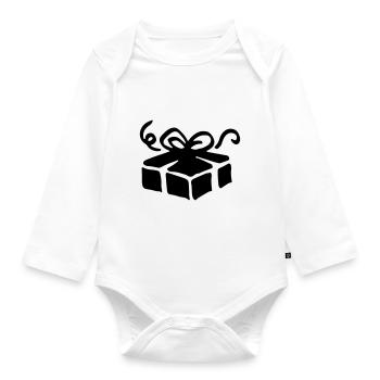 Schachtel Geschenk / gift box - present - Baby Bio-Langarm-Body - Weiß - Vorne