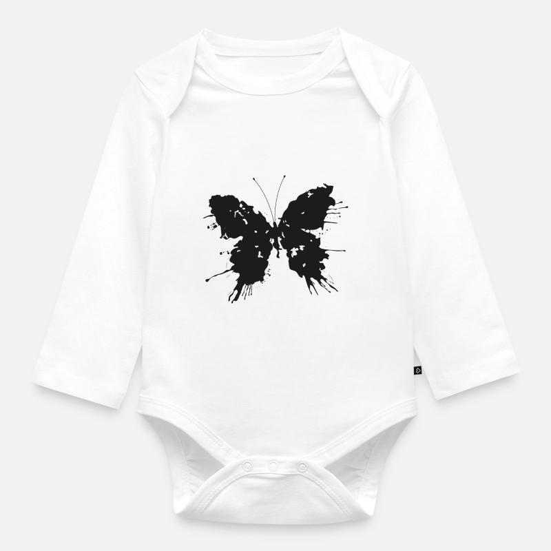 Papillon - Body Bébé bio manches longues - blanc