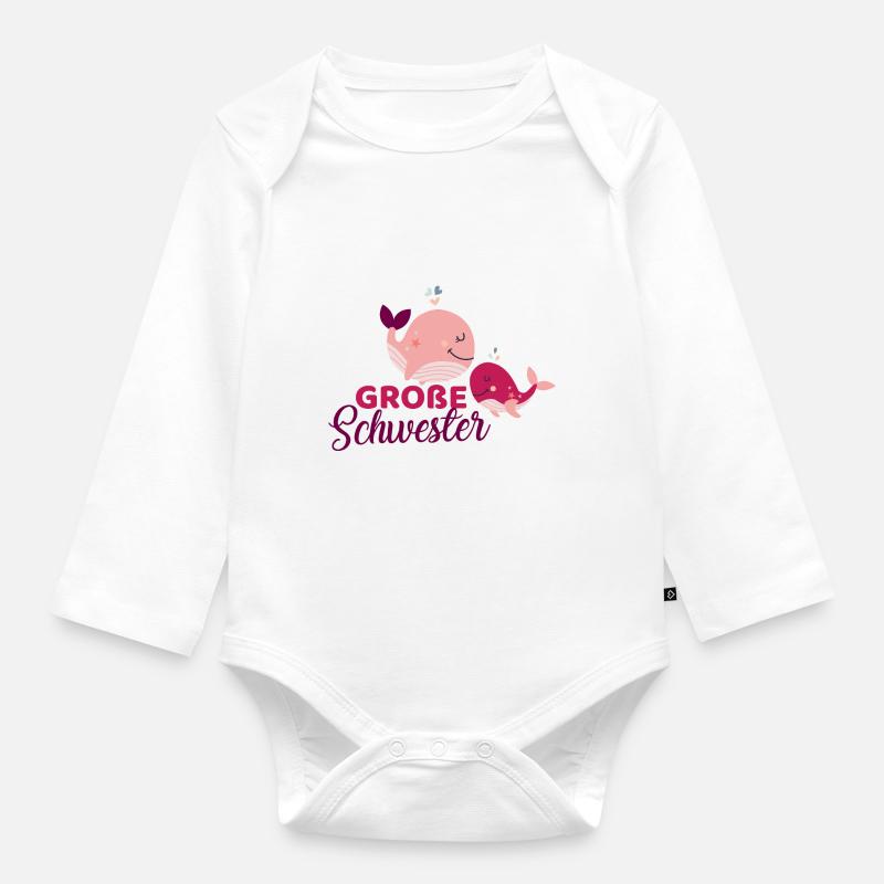 Wale - große Schwester - Baby Bio-Langarm-Body - Weiß