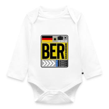flughafen Berlin - Baby Bio-Langarm-Body - Weiß - Vorne