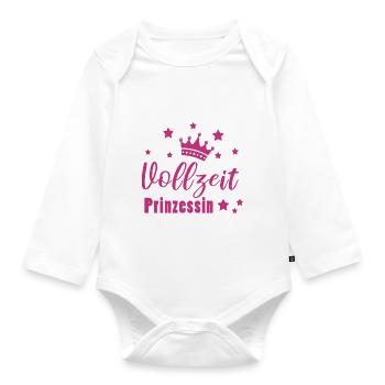 Vollzeitprinzessin Prinzessin Geschenkidee - Baby Bio-Langarm-Body - Weiß - Vorne