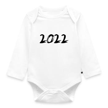 2022 Jahreszahl Datum Zahl Anno Kalenderjahr - Baby Bio-Langarm-Body - Weiß - Vorne