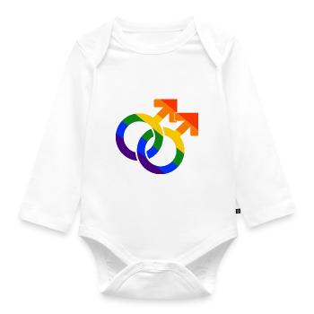 Gay Pride Symbol CSD Queer LGBTQ - Baby Bio-Langarm-Body - Weiß - Vorne