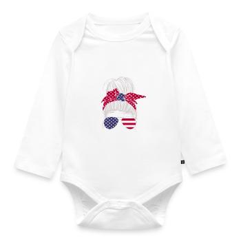 Messy Bun USA - Baby Bio-Langarm-Body - Weiß - Vorne