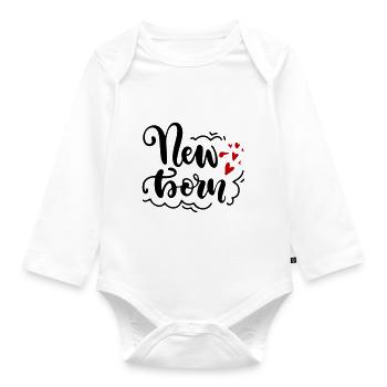Baby New Born Neu geboren Sprüche Säugling - Baby Bio-Langarm-Body - Weiß - Vorne