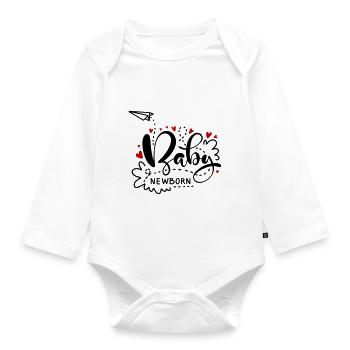 Baby New Born Neu geboren Sprüche Säugling - Baby Bio-Langarm-Body - Weiß - Vorne