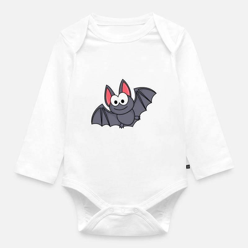 Fledermaus Comic Tier - Baby Bio-Langarm-Body - Weiß