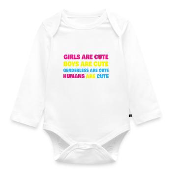 Girls Boys Genderless Humans Are Cute Pansexual - Organic Longsleeve Baby Bodysuit - white - Front