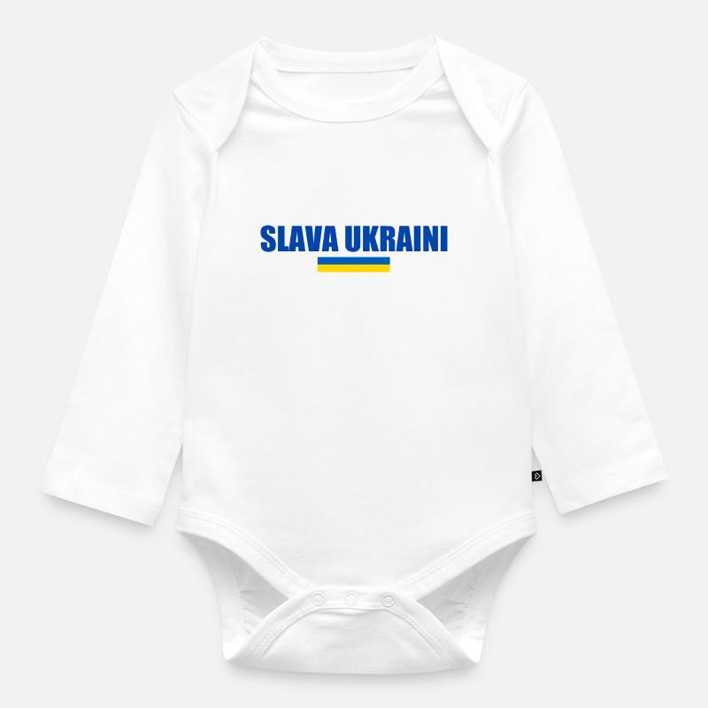 Slava ukraini - Body Bébé bio manches longues - blanc