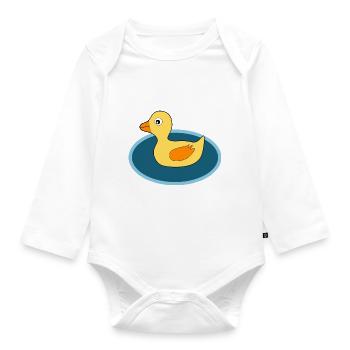 Kawaii Chibi Kawaii Duck Kawaii Caneton - Body Bébé bio manches longues - blanc - Devant