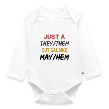 Just A They/Them - Funny - Organic Longsleeve Baby Bodysuit - white - Front
