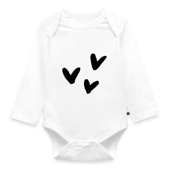 Heart Drawing Decoration Ornament - Organic Longsleeve Baby Bodysuit - white - Front