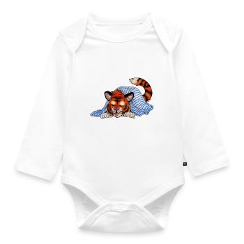 Niedlicher Tiger Geschenk Schlafen Schlafshirt - Baby Bio-Langarm-Body - Weiß - Vorne