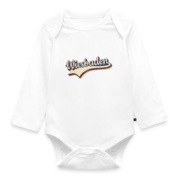 Deutschland Wiesbaden Vintage Retro Typografie - Baby Bio-Langarm-Body - Weiß - Vorne