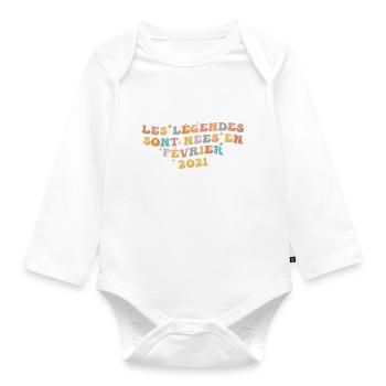 Les légendes sont nées Février 2021 | Femme Cadeau - Body Bébé bio manches longues - blanc - Devant