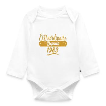 Extraordinaire Depuis 1983 | Cadeau Anniversaire - Body Bébé bio manches longues - blanc - Devant